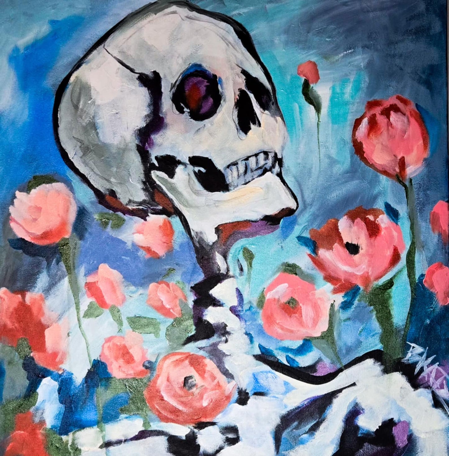 'Sniff The Flowers' Print on Canvas 24x24