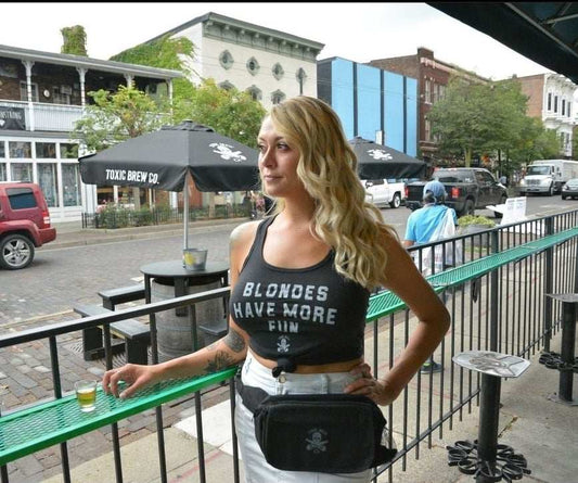 Woman's Racerback Tank "Blondes Have More Fun"